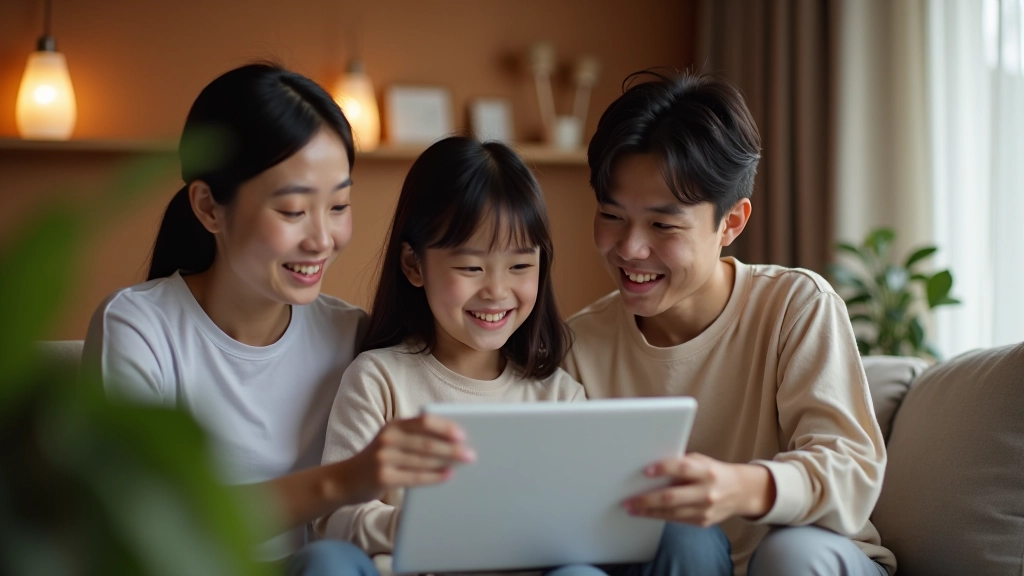 Family reviewing budget spreadsheet