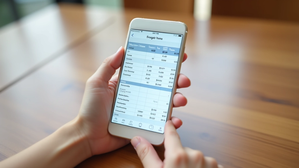 Smartphone showing budget tracking app with daily spending categories and totals